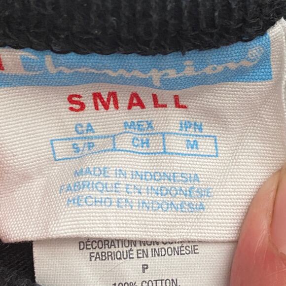 Champion Men's Size Small Black Short Sleeve Crew Neck Cotton Logo Casual Shirt - Picture 3 of 6